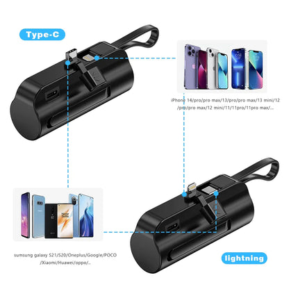 Power Bank 5000mAh Built in Cable Mini PowerBank External Battery Portable Charger For iPhone Samsung Xiaomi Spare Power Banks